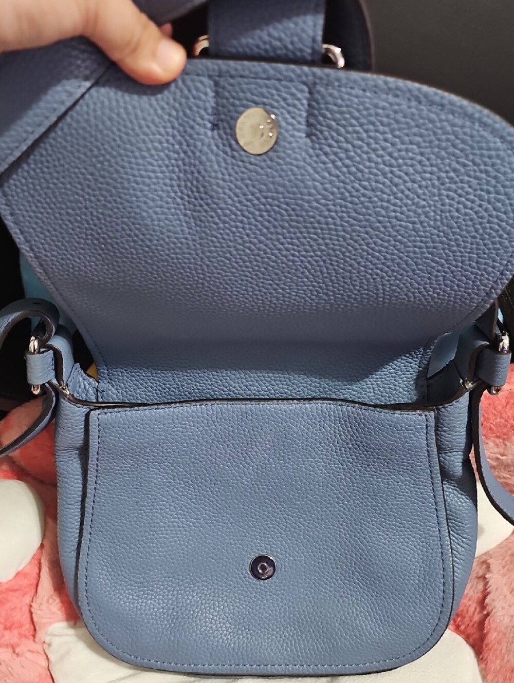 Michael Kors Powder Blue Pebbled Leather Crossbody with Buckle - Picture 4 of 7